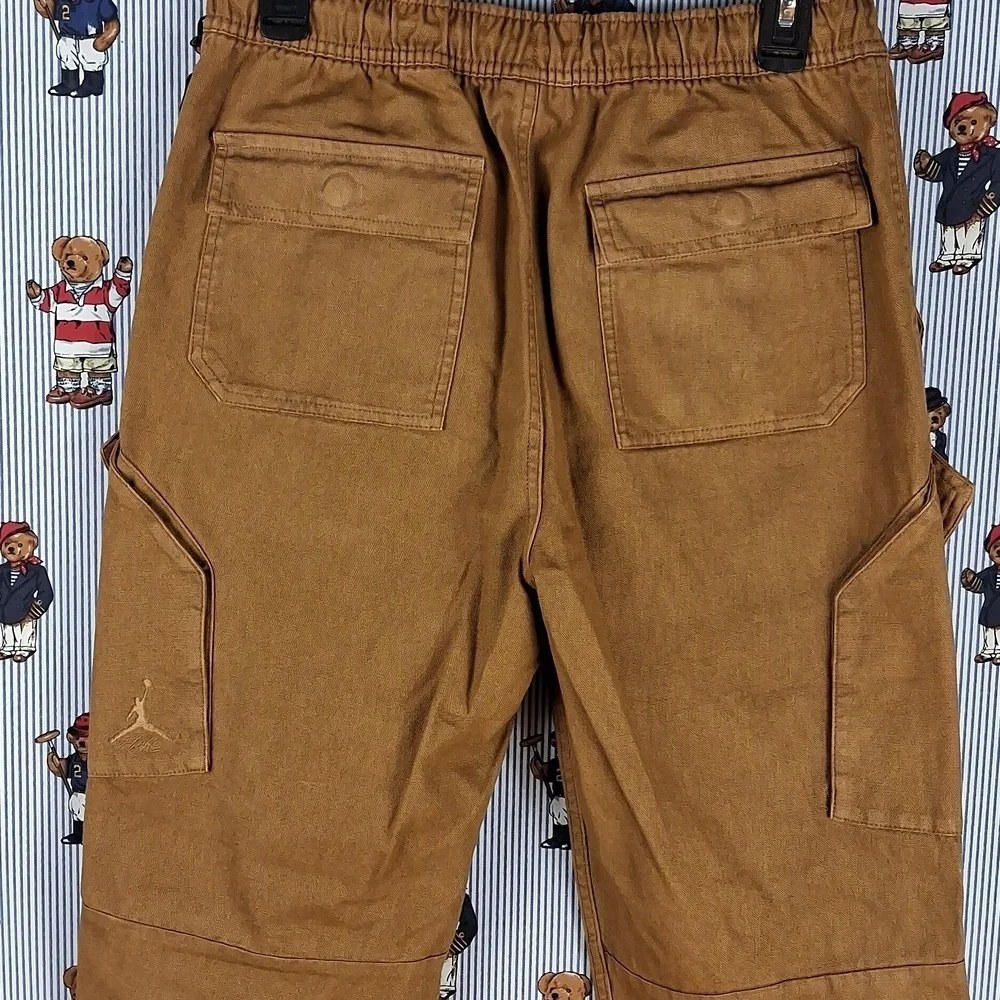 Jordan Brand Chicago Cargo Brown Drawstring Button Flat Front SZ SM Casual Pants